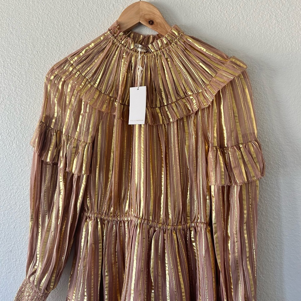 NWT Ulla Johnson Averil Ruffled Georgette Dress in Blush - Picture 3 of 6